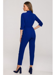 S316 Shawl collar jumpsuit - royal blue