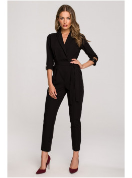 S316 Shawl collar jumpsuit - black