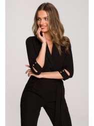 S316 Shawl collar jumpsuit - black