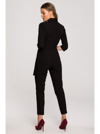 S316 Shawl collar jumpsuit - black