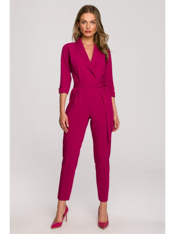 S316 Shawl collar jumpsuit - plum