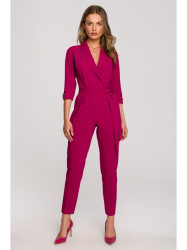 S316 Shawl collar jumpsuit - plum
