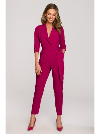 S316 Shawl collar jumpsuit - plum