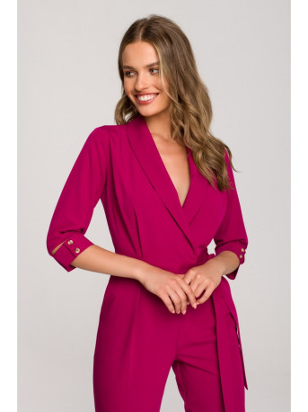S316 Shawl collar jumpsuit - plum
