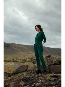 S316 Shawl collar jumpsuit - green