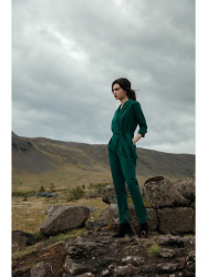 S316 Shawl collar jumpsuit - green