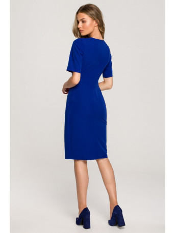 S317 Double front sheath dress - royal blue