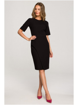 S317 Double front sheath dress - black