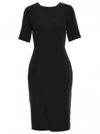 S317 Double front sheath dress - black