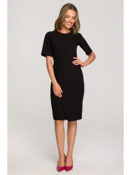 S317 Double front sheath dress - black