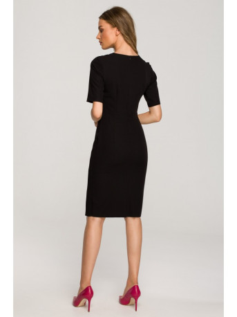 S317 Double front sheath dress - black