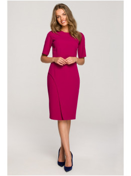 S317 Double front sheath dress - plum