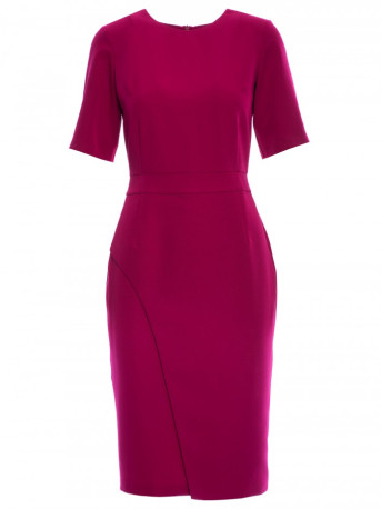 S317 Double front sheath dress - plum