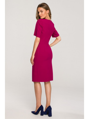 S317 Double front sheath dress - plum