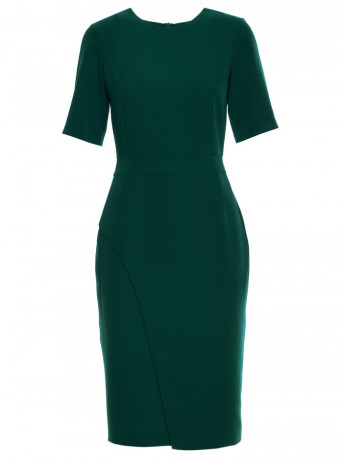 S317 Double front sheath dress - green
