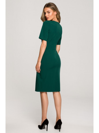 S317 Double front sheath dress - green