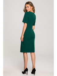 S317 Double front sheath dress - green