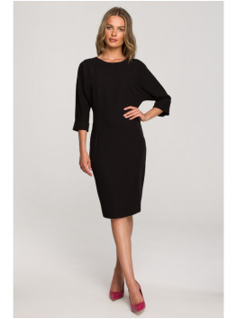 S324 Batwing sleeve sheath dress - black
