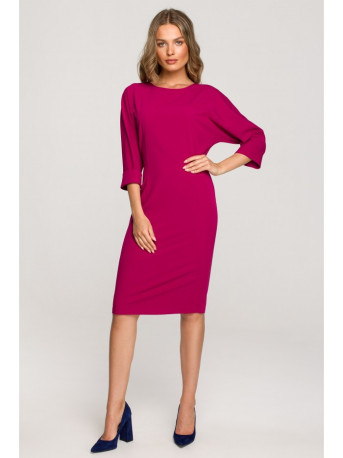 S324 Batwing sleeve sheath dress - plum