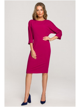 S324 Batwing sleeve sheath dress - plum