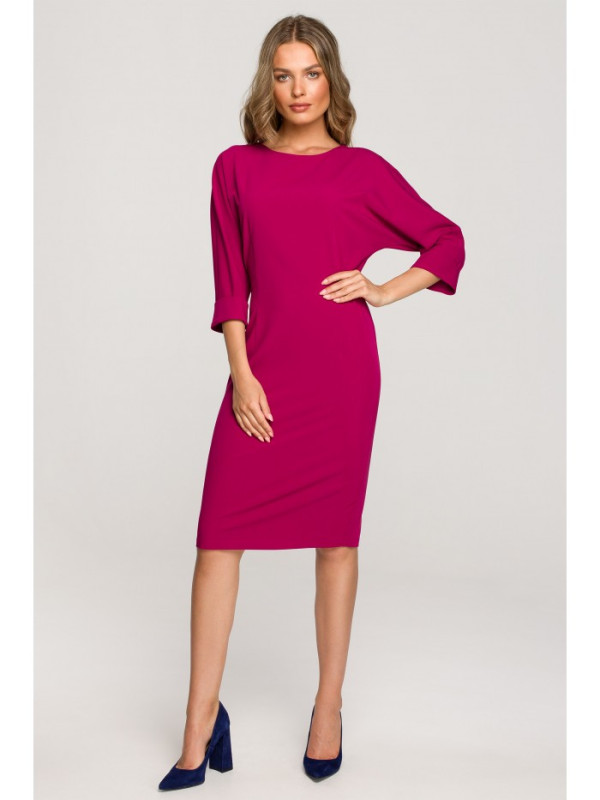 S324 Batwing sleeve sheath dress - plum