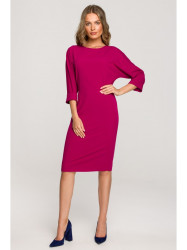S324 Batwing sleeve sheath dress - plum