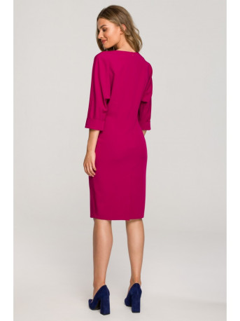 S324 Batwing sleeve sheath dress - plum
