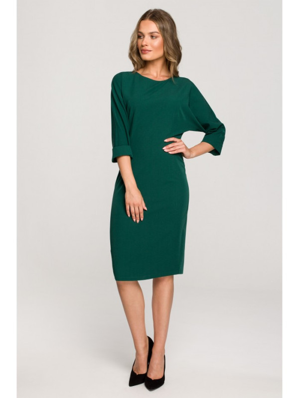 S324 Batwing sleeve sheath dress - green