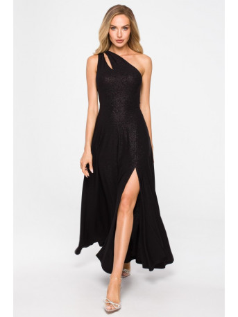 M718 One shoulder maxi dress - black
