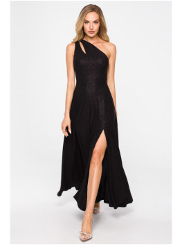 M718 One shoulder maxi dress - black