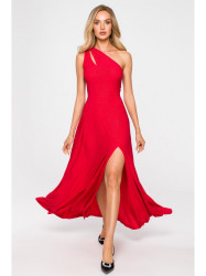 M718 One shoulder maxi dress - red