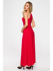 M718 One shoulder maxi dress - red