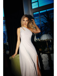 M718 One shoulder maxi dress - champagne