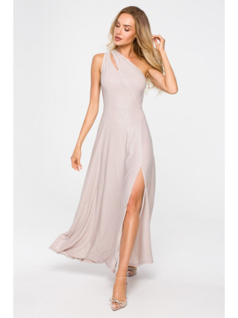 M718 One shoulder maxi dress - champagne