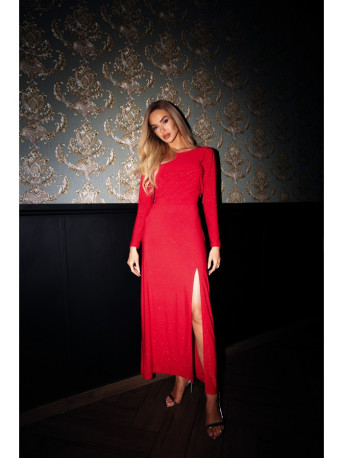 M719 Maxi dress with long sleeves - red