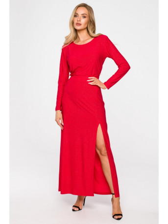 M719 Maxi dress with long sleeves - red