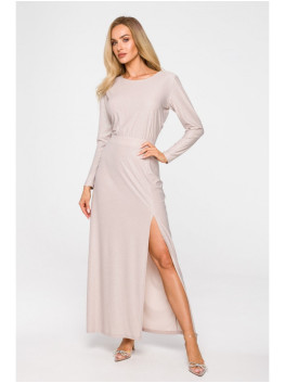 M719 Maxi dress with long sleeves - champagne