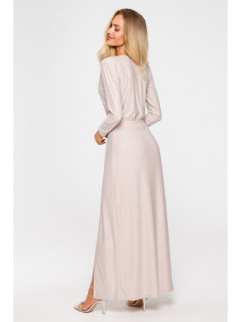M719 Maxi dress with long sleeves - champagne
