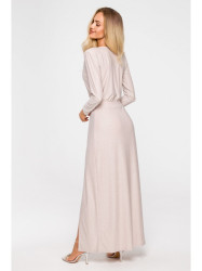 M719 Maxi dress with long sleeves - champagne
