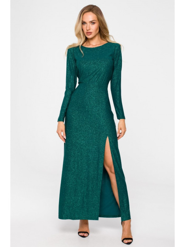 M719 Maxi dress with long sleeves - emerald