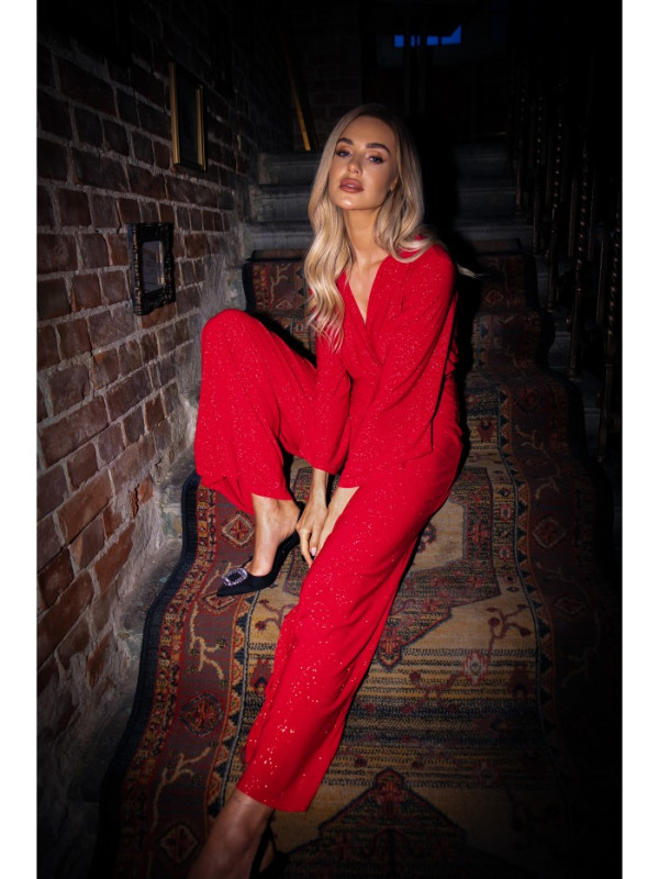 M720 Wrap top jumpsuit - red
