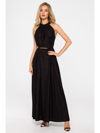 M721 Halter neck maxi dress - black
