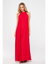 M721 Halter neck maxi dress - red