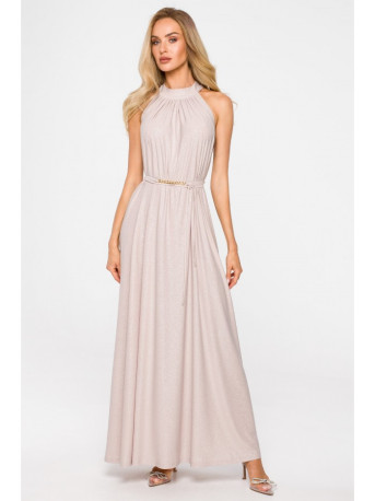 M721 Halter neck maxi dress - champagne