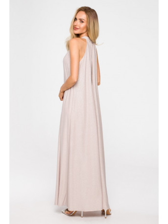M721 Halter neck maxi dress - champagne