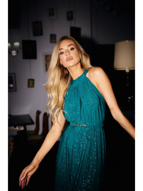M721 Halter neck maxi dress - emerald