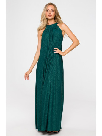 M721 Halter neck maxi dress - emerald