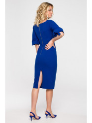 K152 Wrap dress with puff sleeves - royal blue