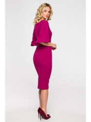 K152 Wrap dress with puff sleeves - plum