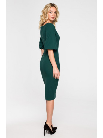 K152 Wrap dress with puff sleeves - green